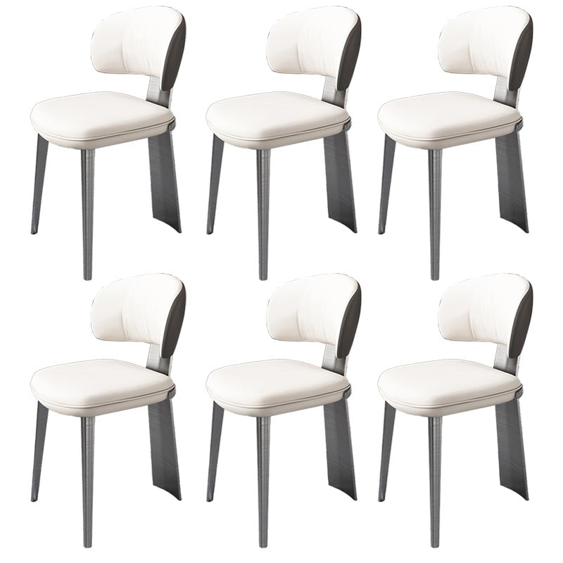 Nordic Glam Style Chair Dining Armless Chairs for Kitchen with Metal Legs Grey 6 Piece Set Clearhalo 'Dining Chairs' 'Dining Tables & Seating' 'dining_chair' 'furn' 'furn_dining_chair' 'Furniture' 'Kitchen & Dining Furniture' 5458636