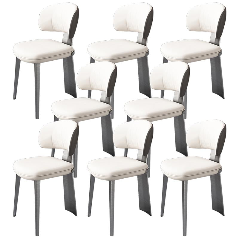Nordic Glam Style Chair Dining Armless Chairs for Kitchen with Metal Legs Grey 8 Piece Set Clearhalo 'Dining Chairs' 'Dining Tables & Seating' 'dining_chair' 'furn' 'furn_dining_chair' 'Furniture' 'Kitchen & Dining Furniture' 5458637