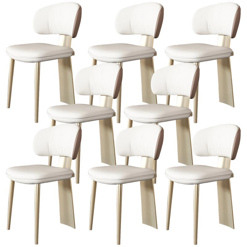 Nordic Glam Style Chair Dining Armless Chairs for Kitchen with Metal Legs Gold 8 Piece Set Clearhalo 'Dining Chairs' 'Dining Tables & Seating' 'dining_chair' 'furn' 'furn_dining_chair' 'Furniture' 'Kitchen & Dining Furniture' 5458647