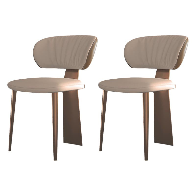 Nordic Glam Style Chair Dining Armless Chairs for Kitchen with Metal Legs Rose Gold 2 Piece Set Clearhalo 'Dining Chairs' 'Dining Tables & Seating' 'dining_chair' 'furn' 'furn_dining_chair' 'Furniture' 'Kitchen & Dining Furniture' 5458651