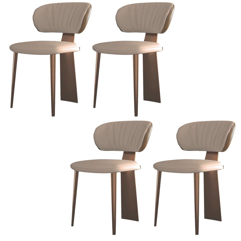 Nordic Glam Style Chair Dining Armless Chairs for Kitchen with Metal Legs Rose Gold 4 Piece Set Clearhalo 'Dining Chairs' 'Dining Tables & Seating' 'dining_chair' 'furn' 'furn_dining_chair' 'Furniture' 'Kitchen & Dining Furniture' 5458654
