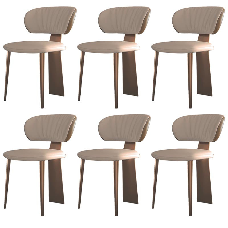 Nordic Glam Style Chair Dining Armless Chairs for Kitchen with Metal Legs Rose Gold 6 Piece Set Clearhalo 'Dining Chairs' 'Dining Tables & Seating' 'dining_chair' 'furn' 'furn_dining_chair' 'Furniture' 'Kitchen & Dining Furniture' 5458655