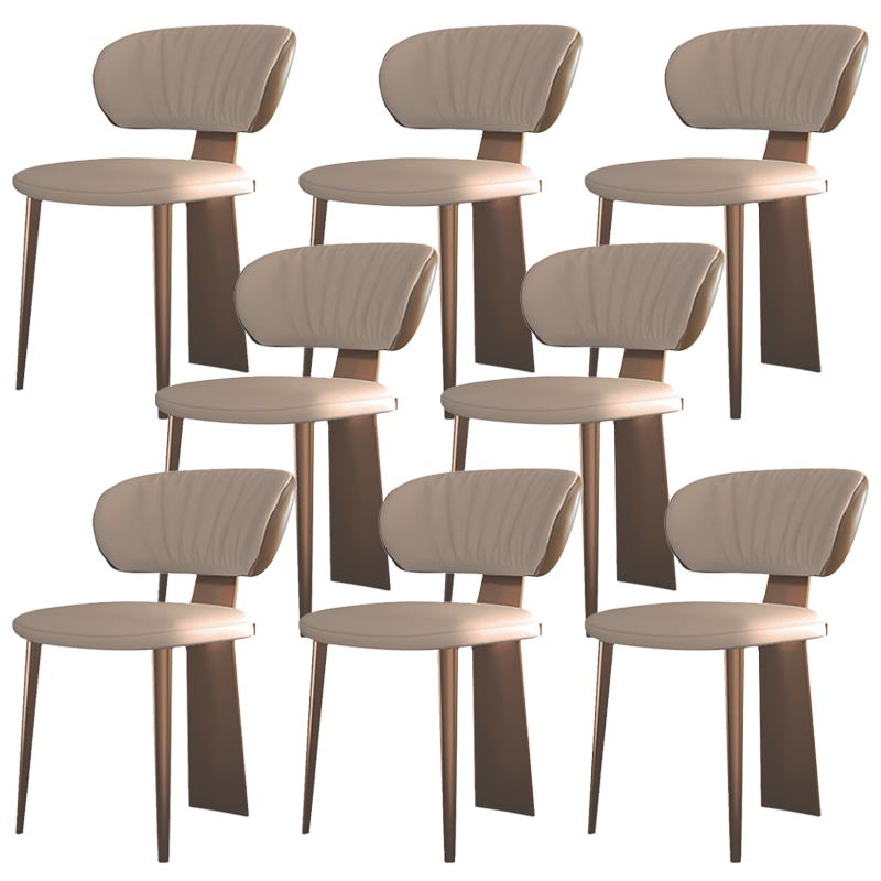 Nordic Glam Style Chair Dining Armless Chairs for Kitchen with Metal Legs Rose Gold 8 Piece Set Clearhalo 'Dining Chairs' 'Dining Tables & Seating' 'dining_chair' 'furn' 'furn_dining_chair' 'Furniture' 'Kitchen & Dining Furniture' 5458657