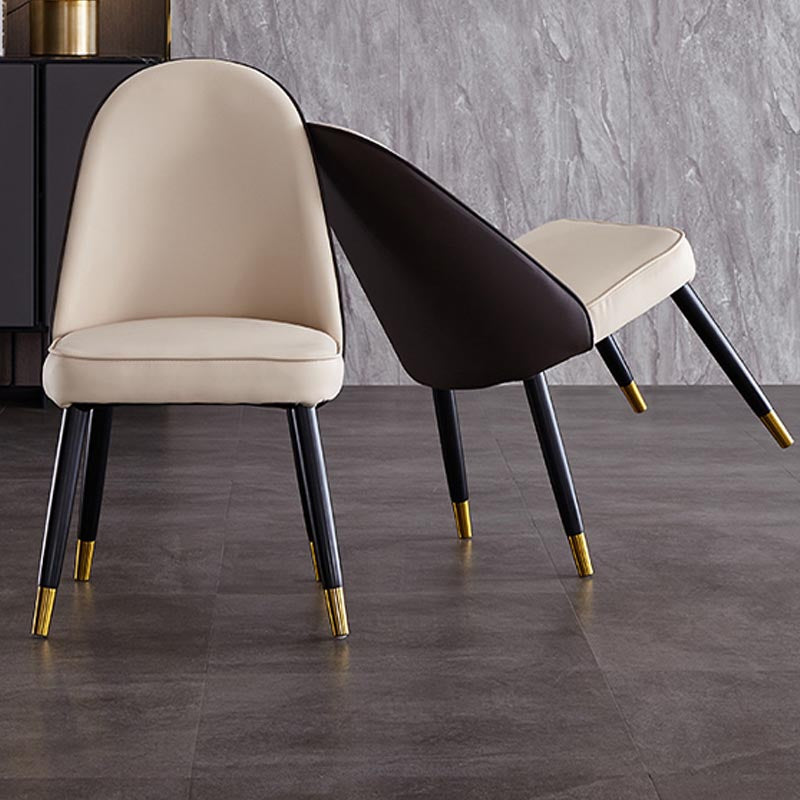 Nordic Glam Style Chair Dining Armless Chairs for Kitchen with Wooden Legs