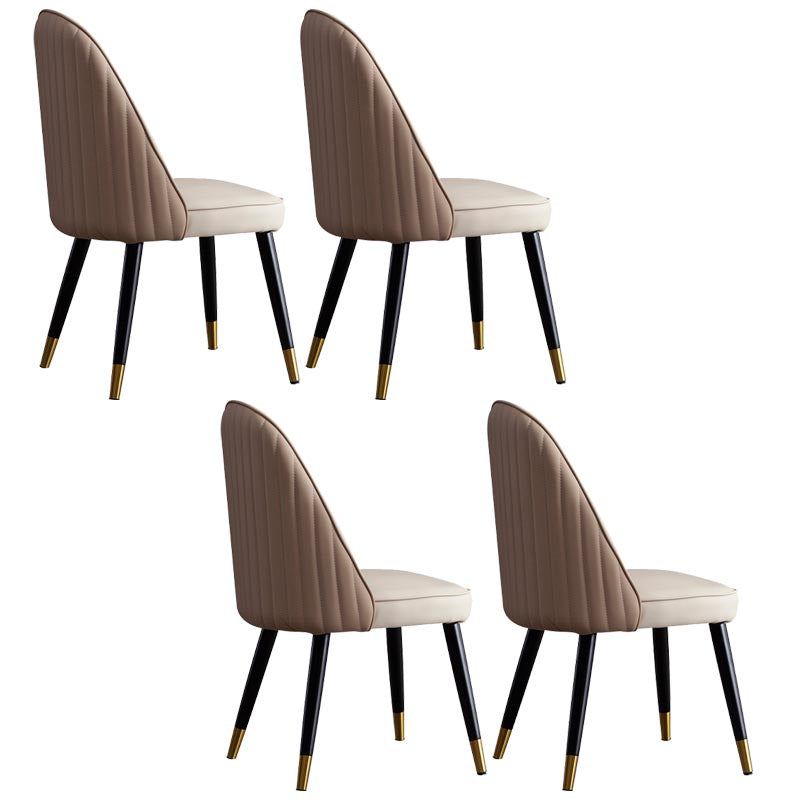 Nordic Glam Style Chair Dining Armless Chairs for Kitchen with Wooden Legs