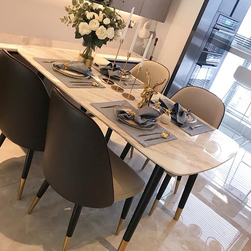 Nordic Glam Style Chair Dining Armless Chairs for Kitchen with Wooden Legs