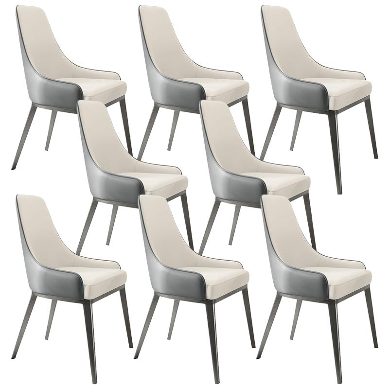Nordic Glam Style Chair Dining Arm Chairs for Kitchen with Metal Legs Gray-White 8 Piece Set Clearhalo 'Dining Chairs' 'Dining Tables & Seating' 'dining_chair' 'furn' 'furn_dining_chair' 'Furniture' 'Kitchen & Dining Furniture' 5458700