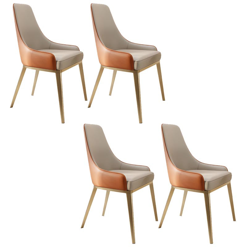 Nordic Glam Style Chair Dining Arm Chairs for Kitchen with Metal Legs Orange White 4 Piece Set Clearhalo 'Dining Chairs' 'Dining Tables & Seating' 'dining_chair' 'furn' 'furn_dining_chair' 'Furniture' 'Kitchen & Dining Furniture' 5458703