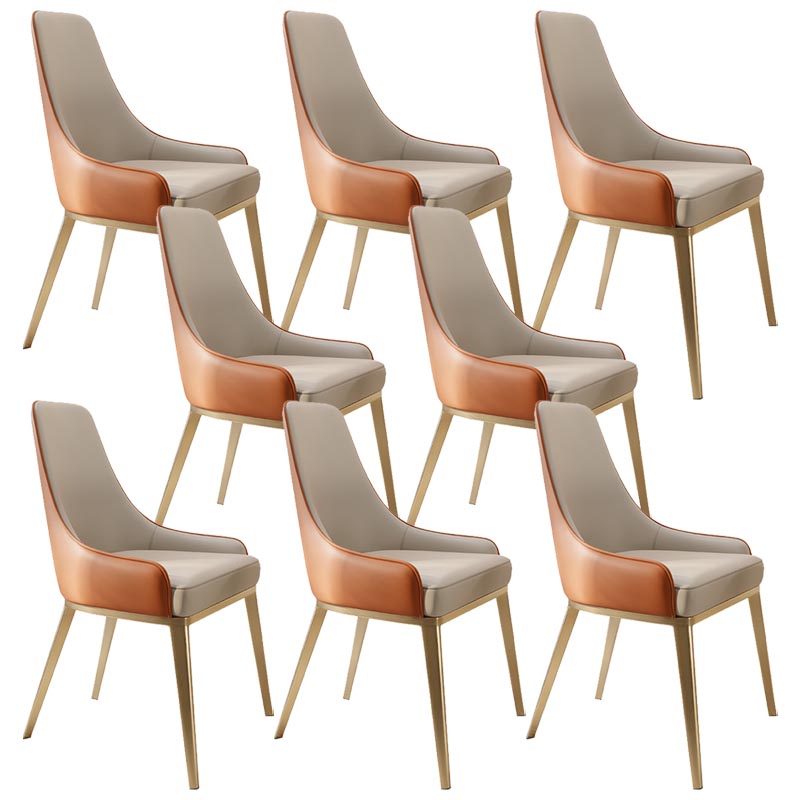 Nordic Glam Style Chair Dining Arm Chairs for Kitchen with Metal Legs Orange White 8 Piece Set Clearhalo 'Dining Chairs' 'Dining Tables & Seating' 'dining_chair' 'furn' 'furn_dining_chair' 'Furniture' 'Kitchen & Dining Furniture' 5458707