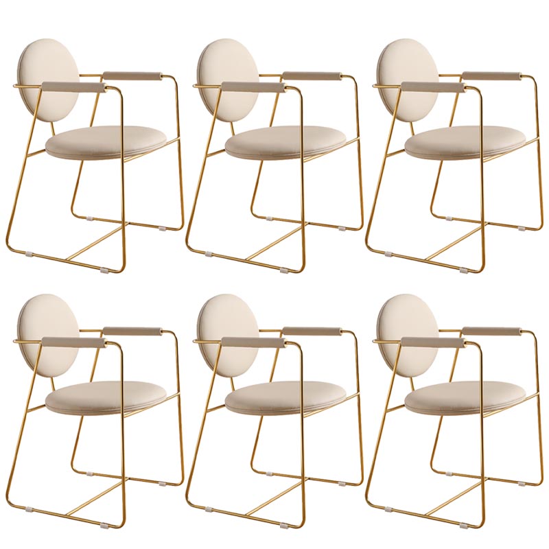 Nordic Glam Style Chair Dining Arm Chair for Kitchen with Metal Legs
