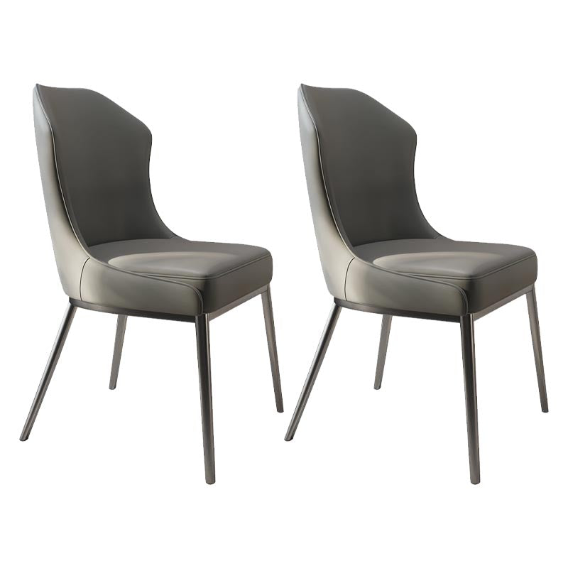 Nordic Glam Style Chair Dining Armless Chairs with Metal Legs for Kitchen Grey 2 Piece Set Clearhalo 'Dining Chairs' 'Dining Tables & Seating' 'dining_chair' 'furn' 'furn_dining_chair' 'Furniture' 'Kitchen & Dining Furniture' 5458767