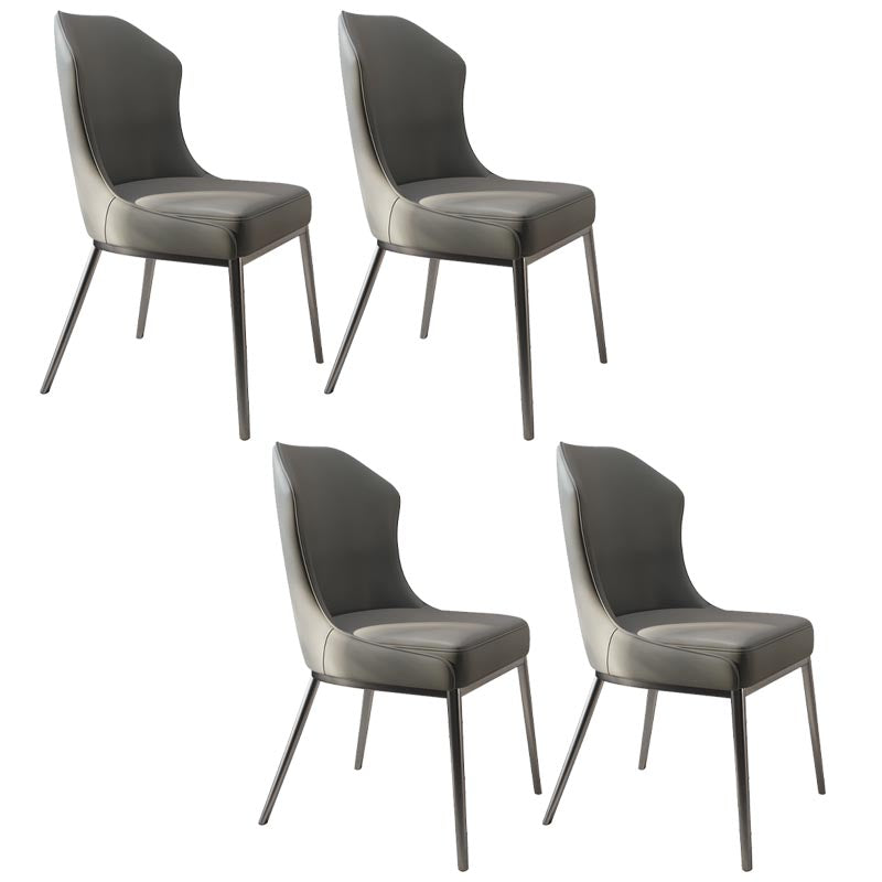 Nordic Glam Style Chair Dining Armless Chairs with Metal Legs for Kitchen Grey 4 Piece Set Clearhalo 'Dining Chairs' 'Dining Tables & Seating' 'dining_chair' 'furn' 'furn_dining_chair' 'Furniture' 'Kitchen & Dining Furniture' 5458769