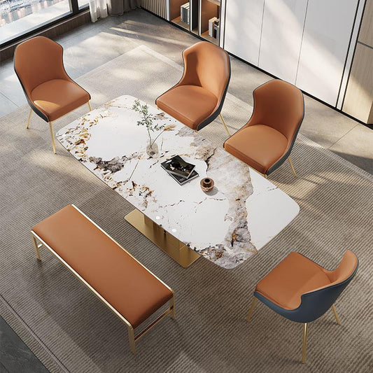 Nordic Glam Style Chair Dining Armless Chairs with Metal Legs for Kitchen Clearhalo 'Dining Chairs' 'Dining Tables & Seating' 'dining_chair' 'furn' 'furn_dining_chair' 'Furniture' 'Kitchen & Dining Furniture' 5458770