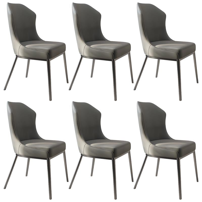 Nordic Glam Style Chair Dining Armless Chairs with Metal Legs for Kitchen Grey 6 Piece Set Clearhalo 'Dining Chairs' 'Dining Tables & Seating' 'dining_chair' 'furn' 'furn_dining_chair' 'Furniture' 'Kitchen & Dining Furniture' 5458771