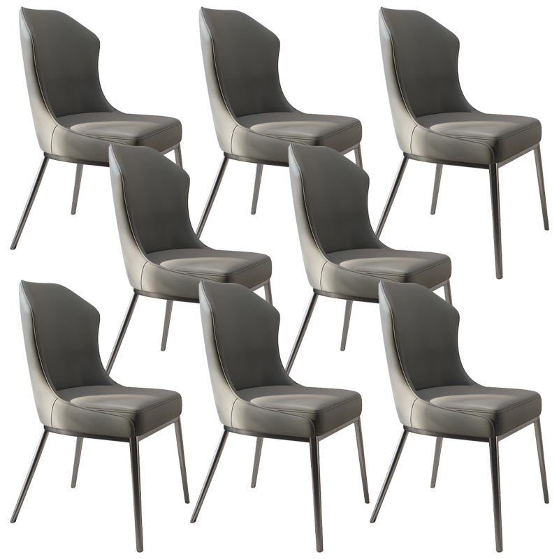 Nordic Glam Style Chair Dining Armless Chairs with Metal Legs for Kitchen Grey 8 Piece Set Clearhalo 'Dining Chairs' 'Dining Tables & Seating' 'dining_chair' 'furn' 'furn_dining_chair' 'Furniture' 'Kitchen & Dining Furniture' 5458773