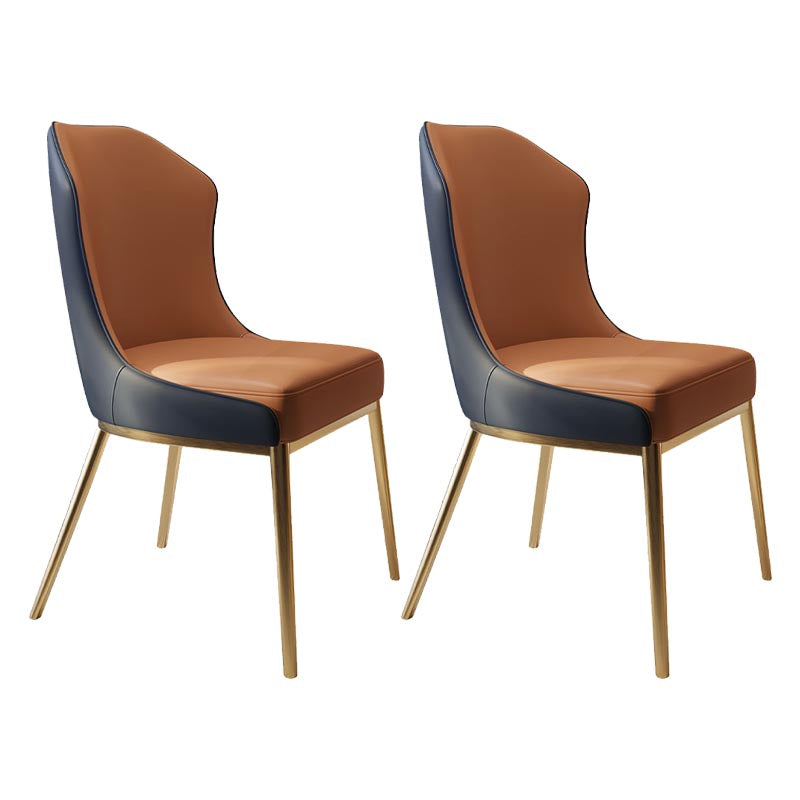 Nordic Glam Style Chair Dining Armless Chairs with Metal Legs for Kitchen Grey Orange 2 Piece Set Clearhalo 'Dining Chairs' 'Dining Tables & Seating' 'dining_chair' 'furn' 'furn_dining_chair' 'Furniture' 'Kitchen & Dining Furniture' 5458788