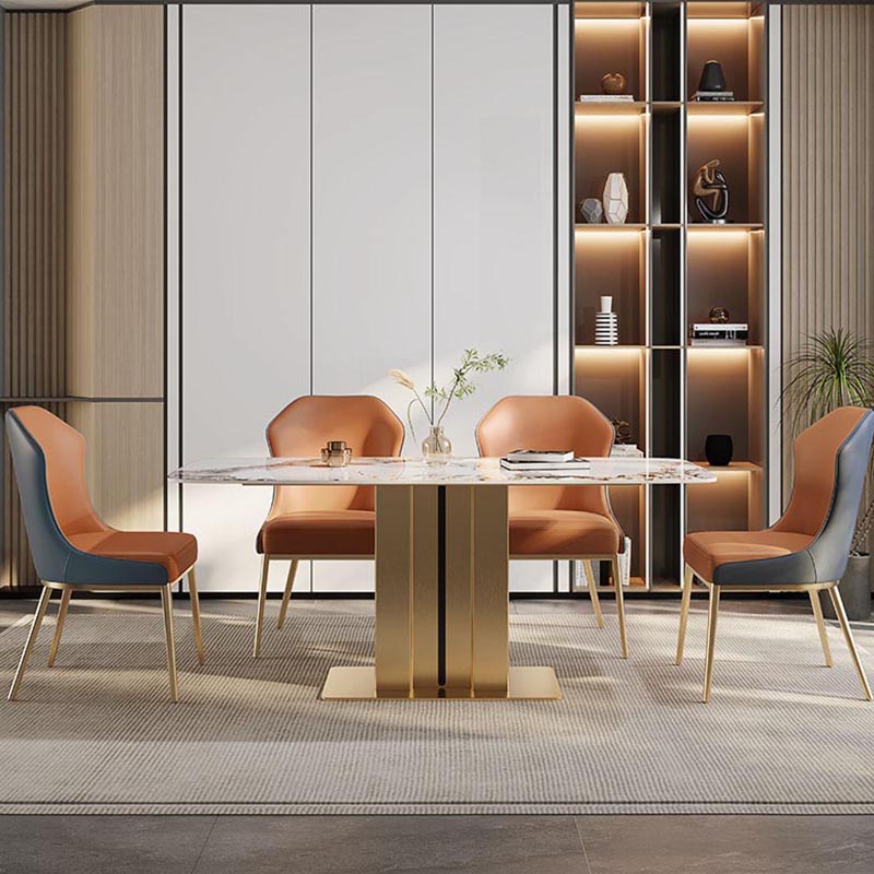 Nordic Glam Style Chair Dining Armless Chairs with Metal Legs for Kitchen Clearhalo 'Dining Chairs' 'Dining Tables & Seating' 'dining_chair' 'furn' 'furn_dining_chair' 'Furniture' 'Kitchen & Dining Furniture' 5458789