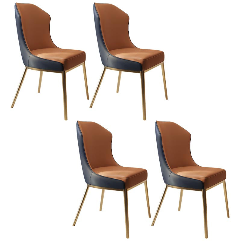 Nordic Glam Style Chair Dining Armless Chairs with Metal Legs for Kitchen Grey Orange 4 Piece Set Clearhalo 'Dining Chairs' 'Dining Tables & Seating' 'dining_chair' 'furn' 'furn_dining_chair' 'Furniture' 'Kitchen & Dining Furniture' 5458790