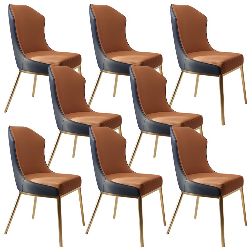 Nordic Glam Style Chair Dining Armless Chairs with Metal Legs for Kitchen Grey Orange 8 Piece Set Clearhalo 'Dining Chairs' 'Dining Tables & Seating' 'dining_chair' 'furn' 'furn_dining_chair' 'Furniture' 'Kitchen & Dining Furniture' 5458792