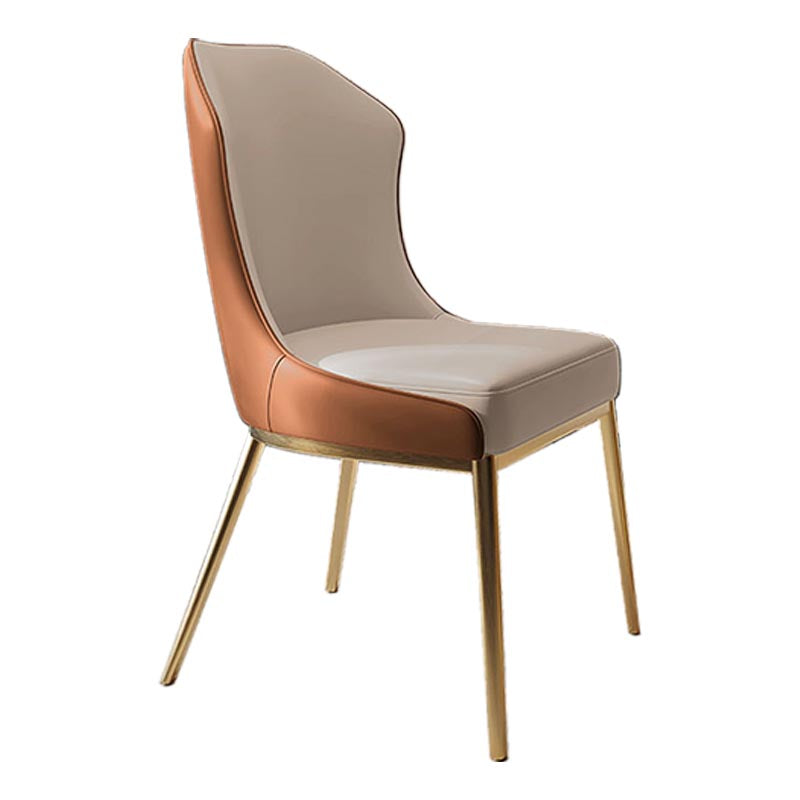 Nordic Glam Style Chair Dining Armless Chairs with Metal Legs for Kitchen Orange White 1 Piece Clearhalo 'Dining Chairs' 'Dining Tables & Seating' 'dining_chair' 'furn' 'furn_dining_chair' 'Furniture' 'Kitchen & Dining Furniture' 5458793
