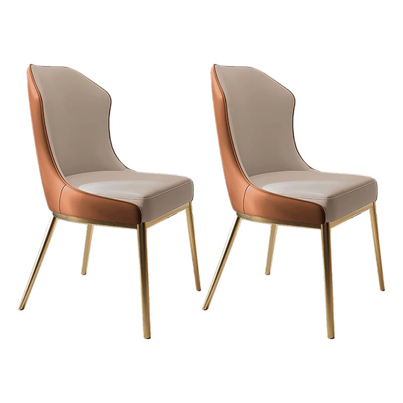Nordic Glam Style Chair Dining Armless Chairs with Metal Legs for Kitchen Orange White 2 Piece Set Clearhalo 'Dining Chairs' 'Dining Tables & Seating' 'dining_chair' 'furn' 'furn_dining_chair' 'Furniture' 'Kitchen & Dining Furniture' 5458794