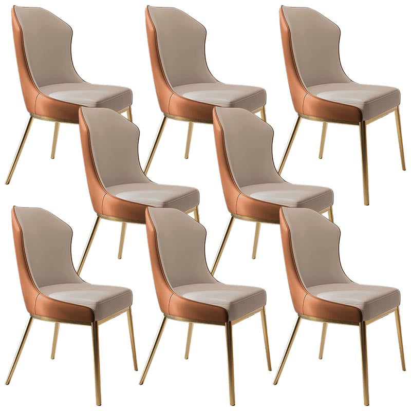 Nordic Glam Style Chair Dining Armless Chairs with Metal Legs for Kitchen Orange White 8 Piece Set Clearhalo 'Dining Chairs' 'Dining Tables & Seating' 'dining_chair' 'furn' 'furn_dining_chair' 'Furniture' 'Kitchen & Dining Furniture' 5458797