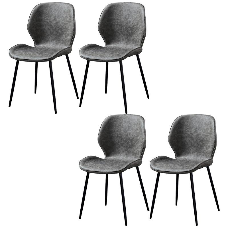 Contemporary Style Chairs Armless Dining Chairs with Metal Legs for Kitchen Dark Gray 4 Piece Set Clearhalo 'Dining Chairs' 'Dining Tables & Seating' 'dining_chair' 'furn' 'furn_dining_chair' 'Furniture' 'Kitchen & Dining Furniture' 5458869