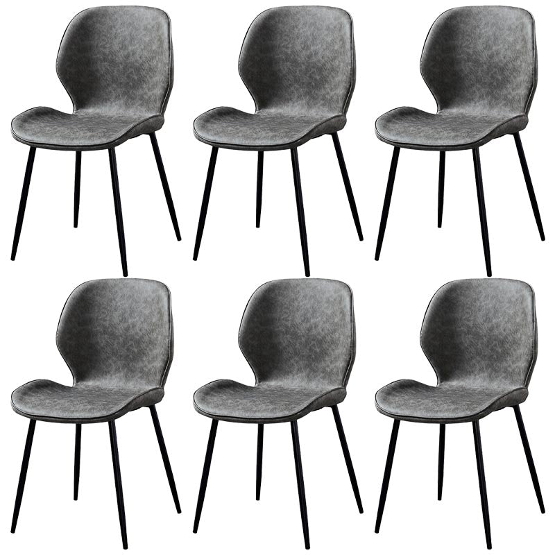 Contemporary Style Chairs Armless Dining Chairs with Metal Legs for Kitchen Dark Gray 6 Piece Set Clearhalo 'Dining Chairs' 'Dining Tables & Seating' 'dining_chair' 'furn' 'furn_dining_chair' 'Furniture' 'Kitchen & Dining Furniture' 5458870
