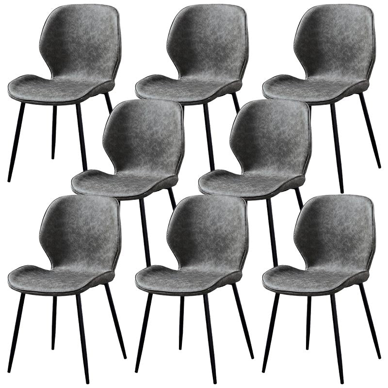 Contemporary Style Chairs Armless Dining Chairs with Metal Legs for Kitchen Dark Gray 8 Piece Set Clearhalo 'Dining Chairs' 'Dining Tables & Seating' 'dining_chair' 'furn' 'furn_dining_chair' 'Furniture' 'Kitchen & Dining Furniture' 5458872