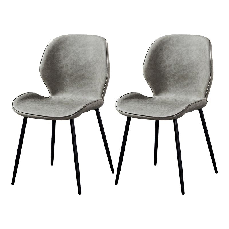 Contemporary Style Chairs Armless Dining Chairs with Metal Legs for Kitchen Light Gray 2 Piece Set Clearhalo 'Dining Chairs' 'Dining Tables & Seating' 'dining_chair' 'furn' 'furn_dining_chair' 'Furniture' 'Kitchen & Dining Furniture' 5458876