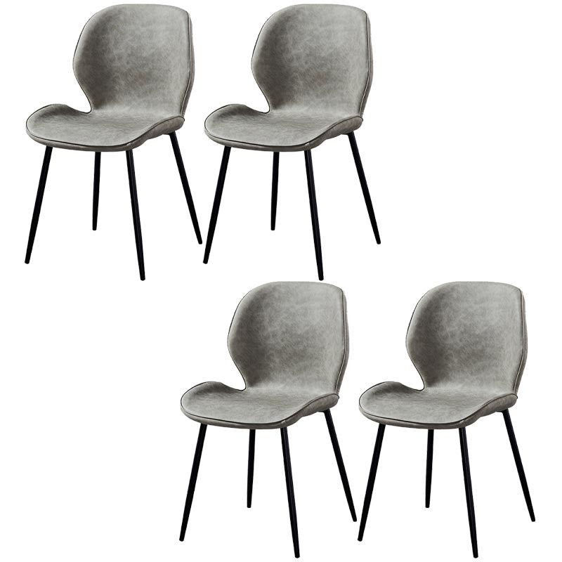Contemporary Style Chairs Armless Dining Chairs with Metal Legs for Kitchen Light Gray 4 Piece Set Clearhalo 'Dining Chairs' 'Dining Tables & Seating' 'dining_chair' 'furn' 'furn_dining_chair' 'Furniture' 'Kitchen & Dining Furniture' 5458879