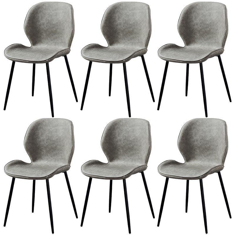 Contemporary Style Chairs Armless Dining Chairs with Metal Legs for Kitchen Light Gray 6 Piece Set Clearhalo 'Dining Chairs' 'Dining Tables & Seating' 'dining_chair' 'furn' 'furn_dining_chair' 'Furniture' 'Kitchen & Dining Furniture' 5458881