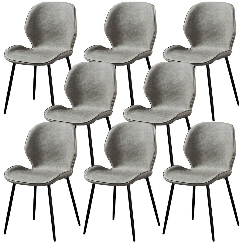 Contemporary Style Chairs Armless Dining Chairs with Metal Legs for Kitchen Light Gray 8 Piece Set Clearhalo 'Dining Chairs' 'Dining Tables & Seating' 'dining_chair' 'furn' 'furn_dining_chair' 'Furniture' 'Kitchen & Dining Furniture' 5458883