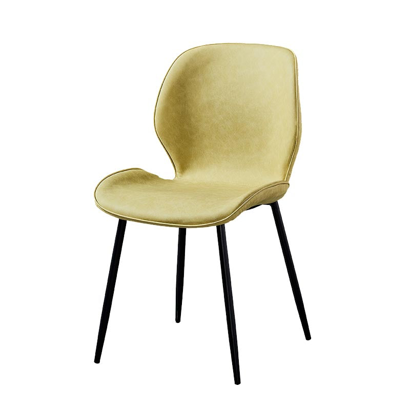Contemporary Style Chairs Armless Dining Chairs with Metal Legs for Kitchen Yellow 1 Piece Clearhalo 'Dining Chairs' 'Dining Tables & Seating' 'dining_chair' 'furn' 'furn_dining_chair' 'Furniture' 'Kitchen & Dining Furniture' 5458885