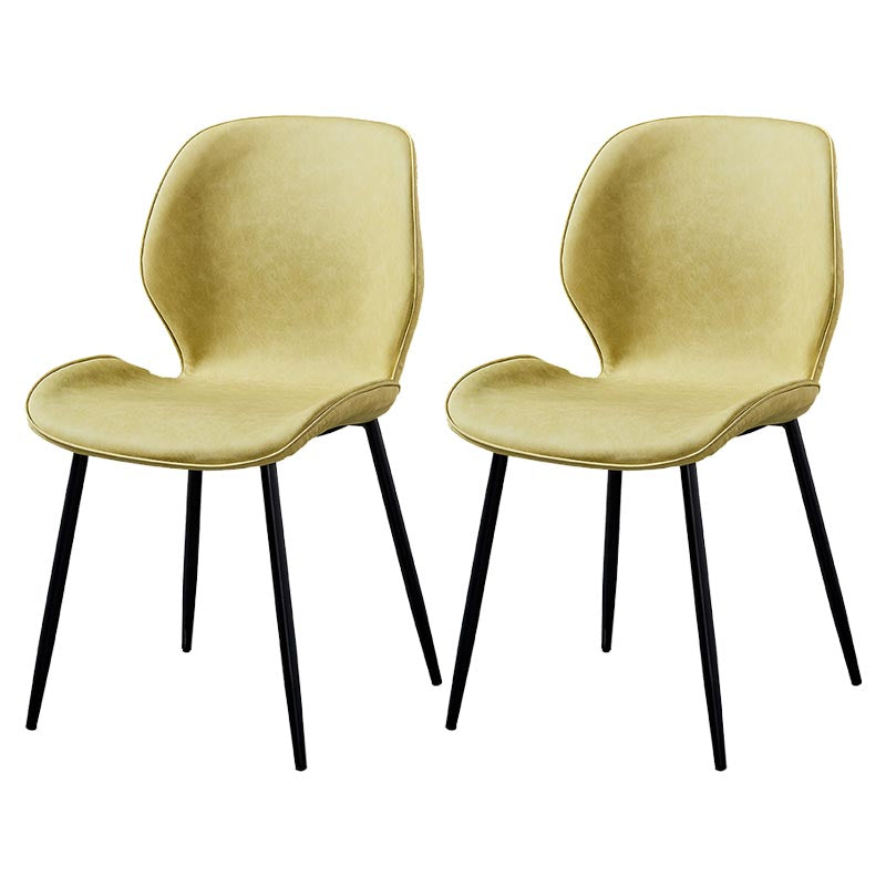 Contemporary Style Chairs Armless Dining Chairs with Metal Legs for Kitchen Yellow 2 Piece Set Clearhalo 'Dining Chairs' 'Dining Tables & Seating' 'dining_chair' 'furn' 'furn_dining_chair' 'Furniture' 'Kitchen & Dining Furniture' 5458887