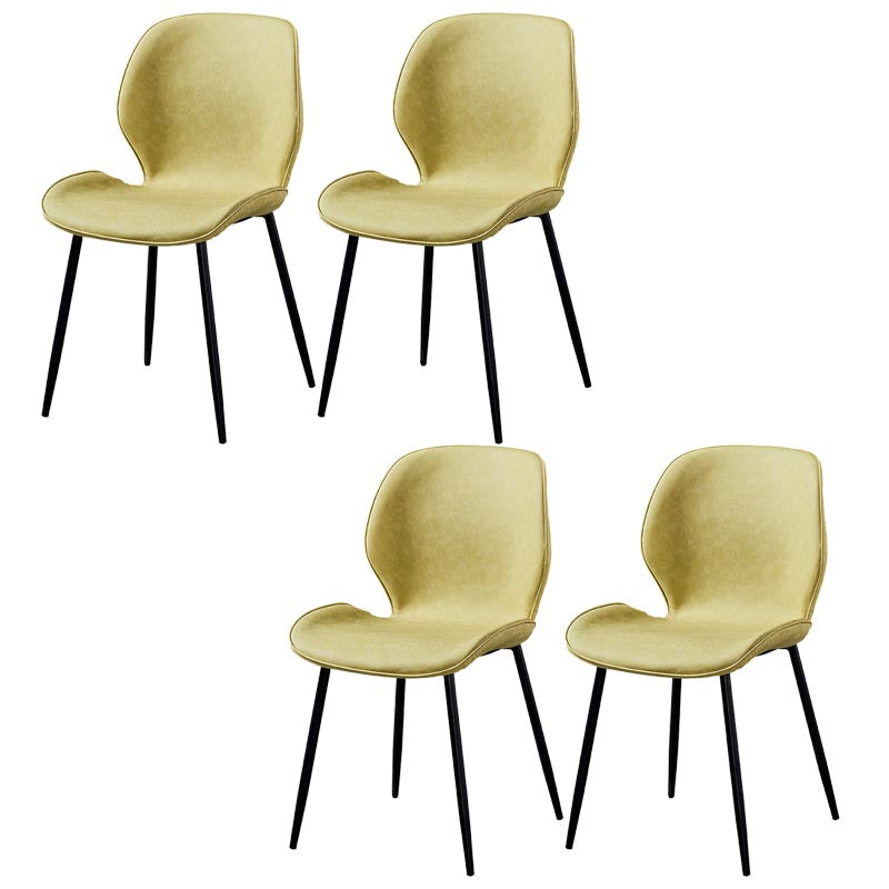 Contemporary Style Chairs Armless Dining Chairs with Metal Legs for Kitchen Yellow 4 Piece Set Clearhalo 'Dining Chairs' 'Dining Tables & Seating' 'dining_chair' 'furn' 'furn_dining_chair' 'Furniture' 'Kitchen & Dining Furniture' 5458889