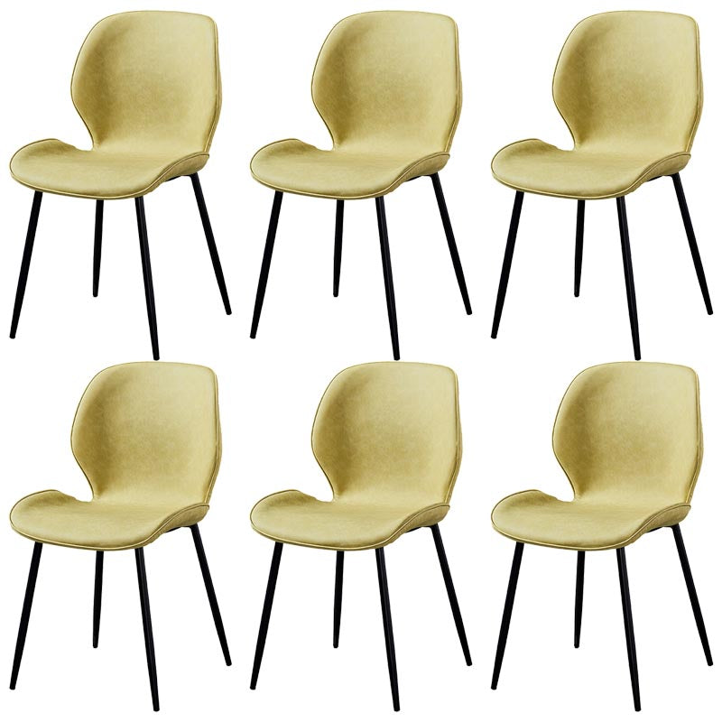 Contemporary Style Chairs Armless Dining Chairs with Metal Legs for Kitchen Yellow 6 Piece Set Clearhalo 'Dining Chairs' 'Dining Tables & Seating' 'dining_chair' 'furn' 'furn_dining_chair' 'Furniture' 'Kitchen & Dining Furniture' 5458891