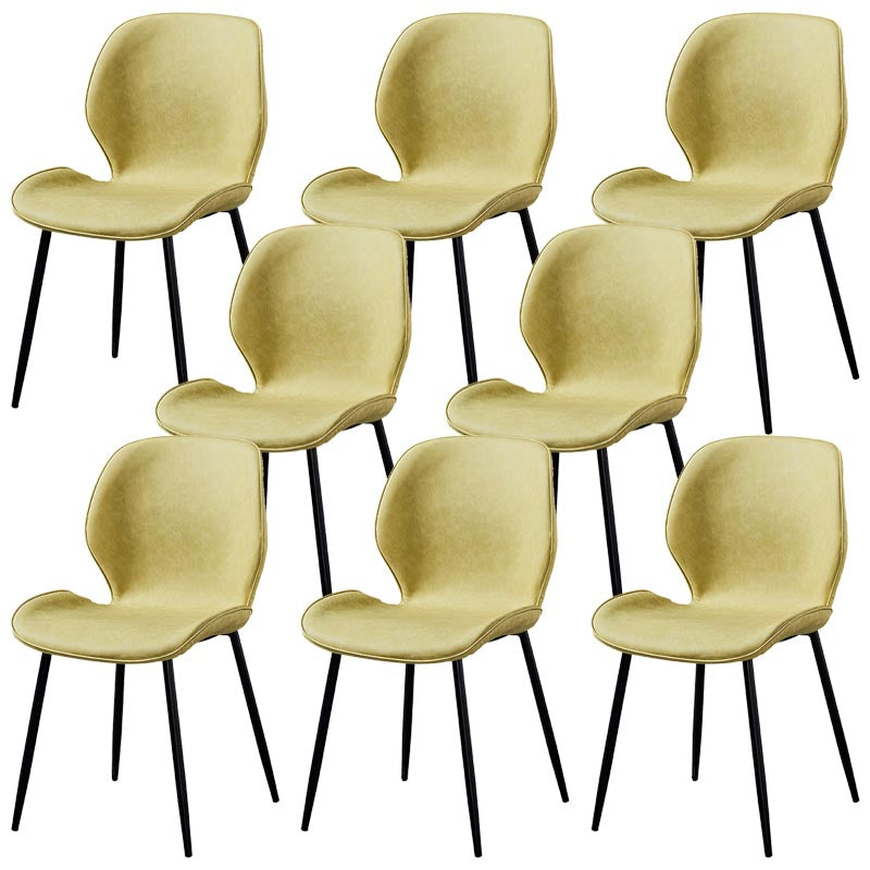 Contemporary Style Chairs Armless Dining Chairs with Metal Legs for Kitchen Yellow 8 Piece Set Clearhalo 'Dining Chairs' 'Dining Tables & Seating' 'dining_chair' 'furn' 'furn_dining_chair' 'Furniture' 'Kitchen & Dining Furniture' 5458893