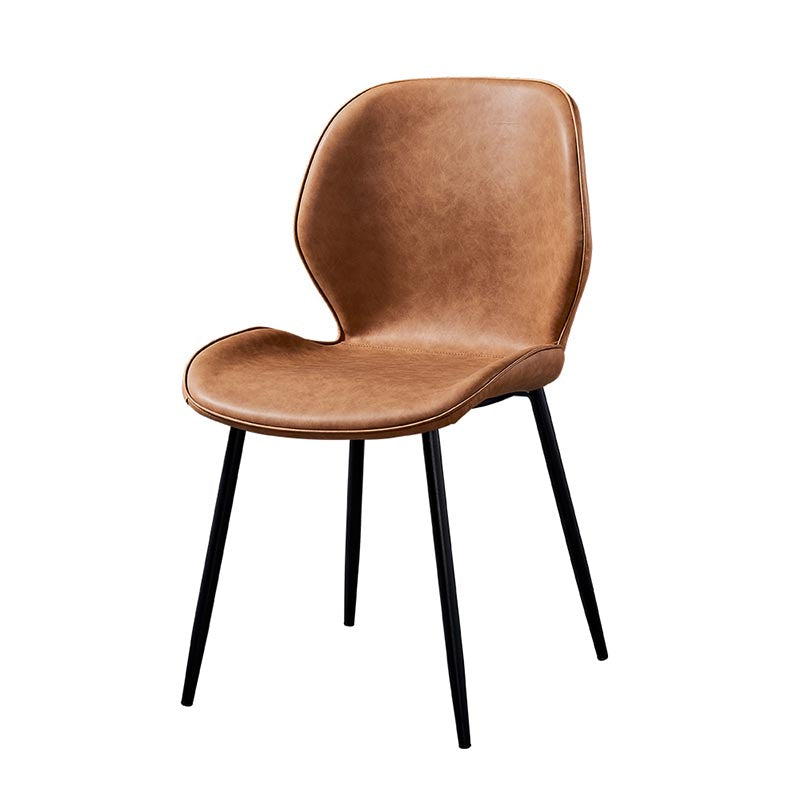 Contemporary Style Chairs Armless Dining Chairs with Metal Legs for Kitchen Brown 1 Piece Clearhalo 'Dining Chairs' 'Dining Tables & Seating' 'dining_chair' 'furn' 'furn_dining_chair' 'Furniture' 'Kitchen & Dining Furniture' 5458894