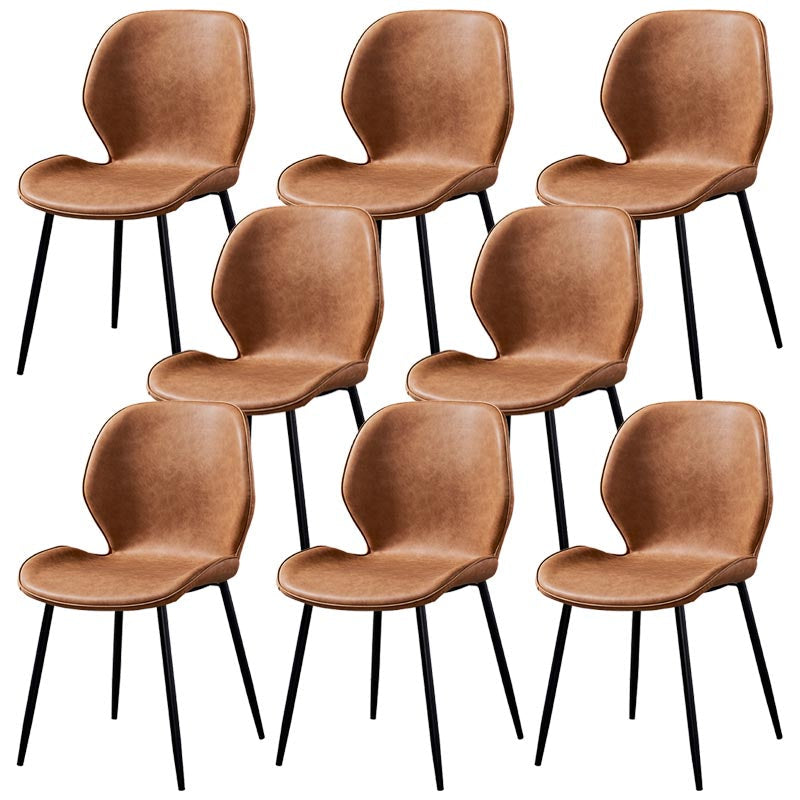 Contemporary Style Chairs Armless Dining Chairs with Metal Legs for Kitchen Brown 8 Piece Set Clearhalo 'Dining Chairs' 'Dining Tables & Seating' 'dining_chair' 'furn' 'furn_dining_chair' 'Furniture' 'Kitchen & Dining Furniture' 5458898