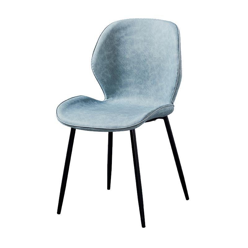 Contemporary Style Chairs Armless Dining Chairs with Metal Legs for Kitchen Light Blue 1 Piece Clearhalo 'Dining Chairs' 'Dining Tables & Seating' 'dining_chair' 'furn' 'furn_dining_chair' 'Furniture' 'Kitchen & Dining Furniture' 5458899