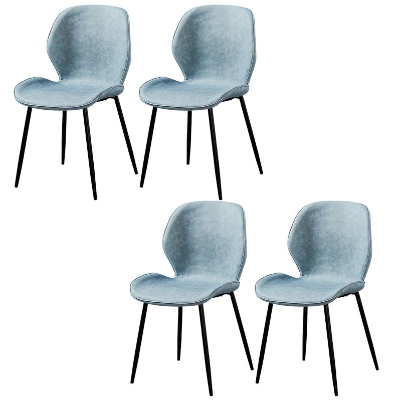 Contemporary Style Chairs Armless Dining Chairs with Metal Legs for Kitchen Light Blue 4 Piece Set Clearhalo 'Dining Chairs' 'Dining Tables & Seating' 'dining_chair' 'furn' 'furn_dining_chair' 'Furniture' 'Kitchen & Dining Furniture' 5458901