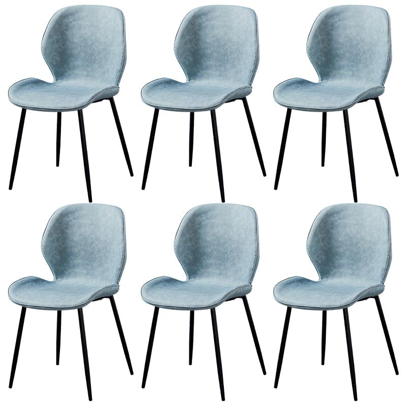 Contemporary Style Chairs Armless Dining Chairs with Metal Legs for Kitchen Light Blue 6 Piece Set Clearhalo 'Dining Chairs' 'Dining Tables & Seating' 'dining_chair' 'furn' 'furn_dining_chair' 'Furniture' 'Kitchen & Dining Furniture' 5458902