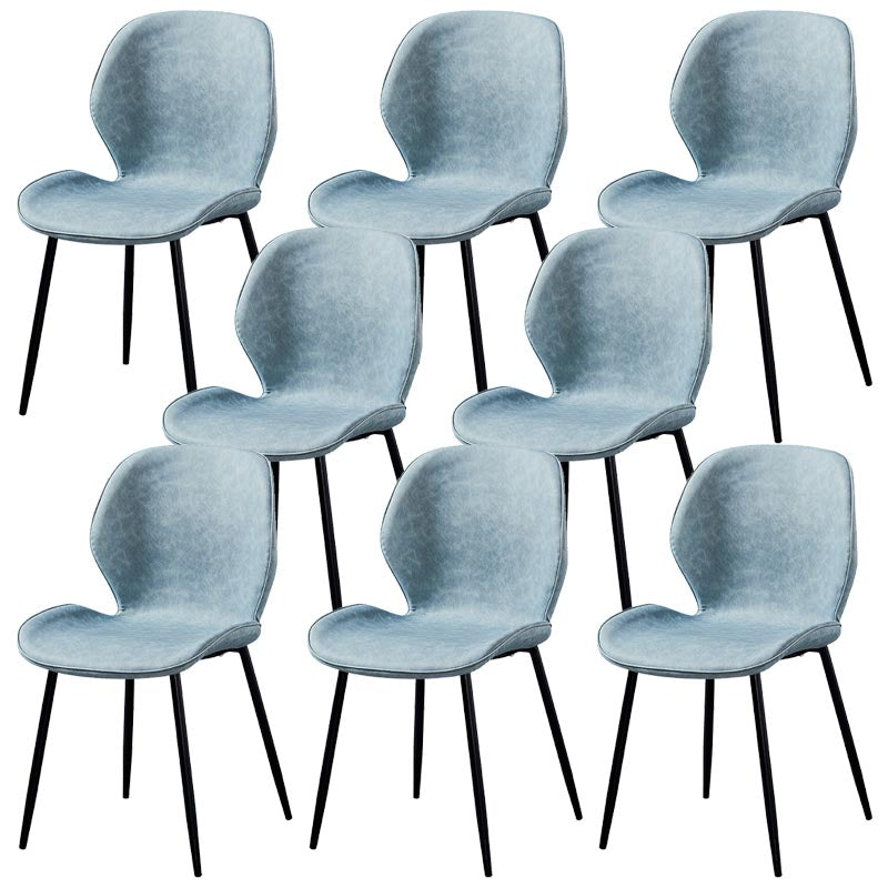 Contemporary Style Chairs Armless Dining Chairs with Metal Legs for Kitchen Light Blue 8 Piece Set Clearhalo 'Dining Chairs' 'Dining Tables & Seating' 'dining_chair' 'furn' 'furn_dining_chair' 'Furniture' 'Kitchen & Dining Furniture' 5458903
