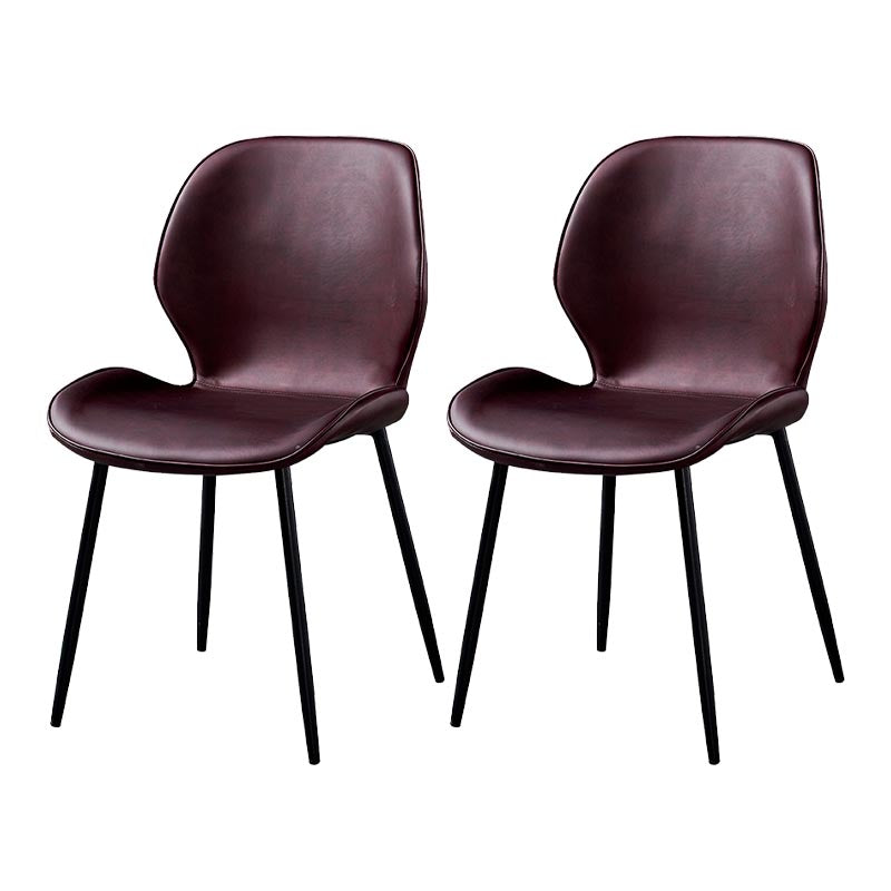 Contemporary Style Chairs Armless Dining Chairs with Metal Legs for Kitchen Purple 2 Piece Set Clearhalo 'Dining Chairs' 'Dining Tables & Seating' 'dining_chair' 'furn' 'furn_dining_chair' 'Furniture' 'Kitchen & Dining Furniture' 5458905