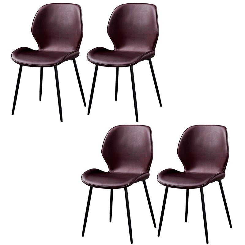 Contemporary Style Chairs Armless Dining Chairs with Metal Legs for Kitchen Purple 4 Piece Set Clearhalo 'Dining Chairs' 'Dining Tables & Seating' 'dining_chair' 'furn' 'furn_dining_chair' 'Furniture' 'Kitchen & Dining Furniture' 5458906