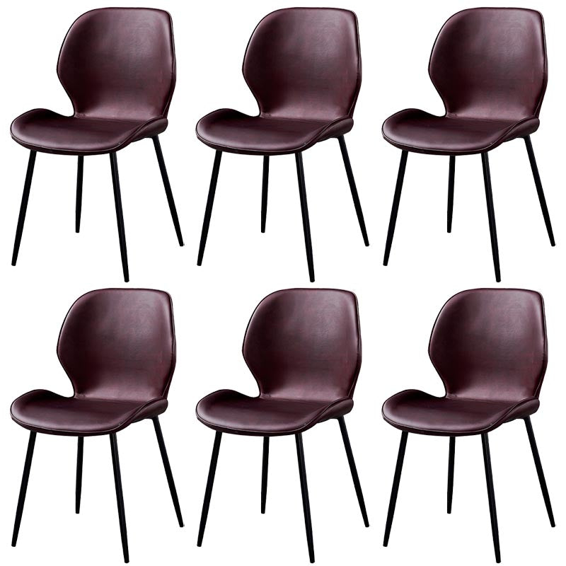 Contemporary Style Chairs Armless Dining Chairs with Metal Legs for Kitchen Purple 6 Piece Set Clearhalo 'Dining Chairs' 'Dining Tables & Seating' 'dining_chair' 'furn' 'furn_dining_chair' 'Furniture' 'Kitchen & Dining Furniture' 5458907