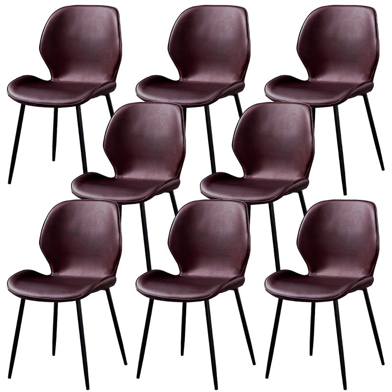 Contemporary Style Chairs Armless Dining Chairs with Metal Legs for Kitchen Purple 8 Piece Set Clearhalo 'Dining Chairs' 'Dining Tables & Seating' 'dining_chair' 'furn' 'furn_dining_chair' 'Furniture' 'Kitchen & Dining Furniture' 5458908