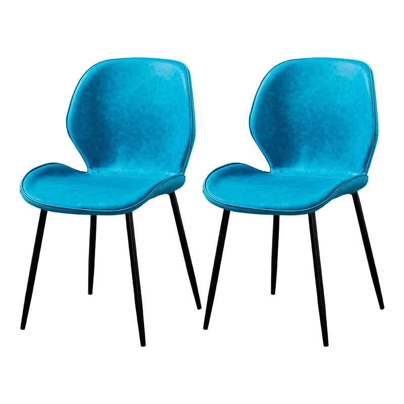 Contemporary Style Chairs Armless Dining Chairs with Metal Legs for Kitchen Dark Blue 2 Piece Set Clearhalo 'Dining Chairs' 'Dining Tables & Seating' 'dining_chair' 'furn' 'furn_dining_chair' 'Furniture' 'Kitchen & Dining Furniture' 5458910