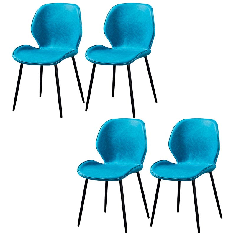 Contemporary Style Chairs Armless Dining Chairs with Metal Legs for Kitchen Dark Blue 4 Piece Set Clearhalo 'Dining Chairs' 'Dining Tables & Seating' 'dining_chair' 'furn' 'furn_dining_chair' 'Furniture' 'Kitchen & Dining Furniture' 5458911
